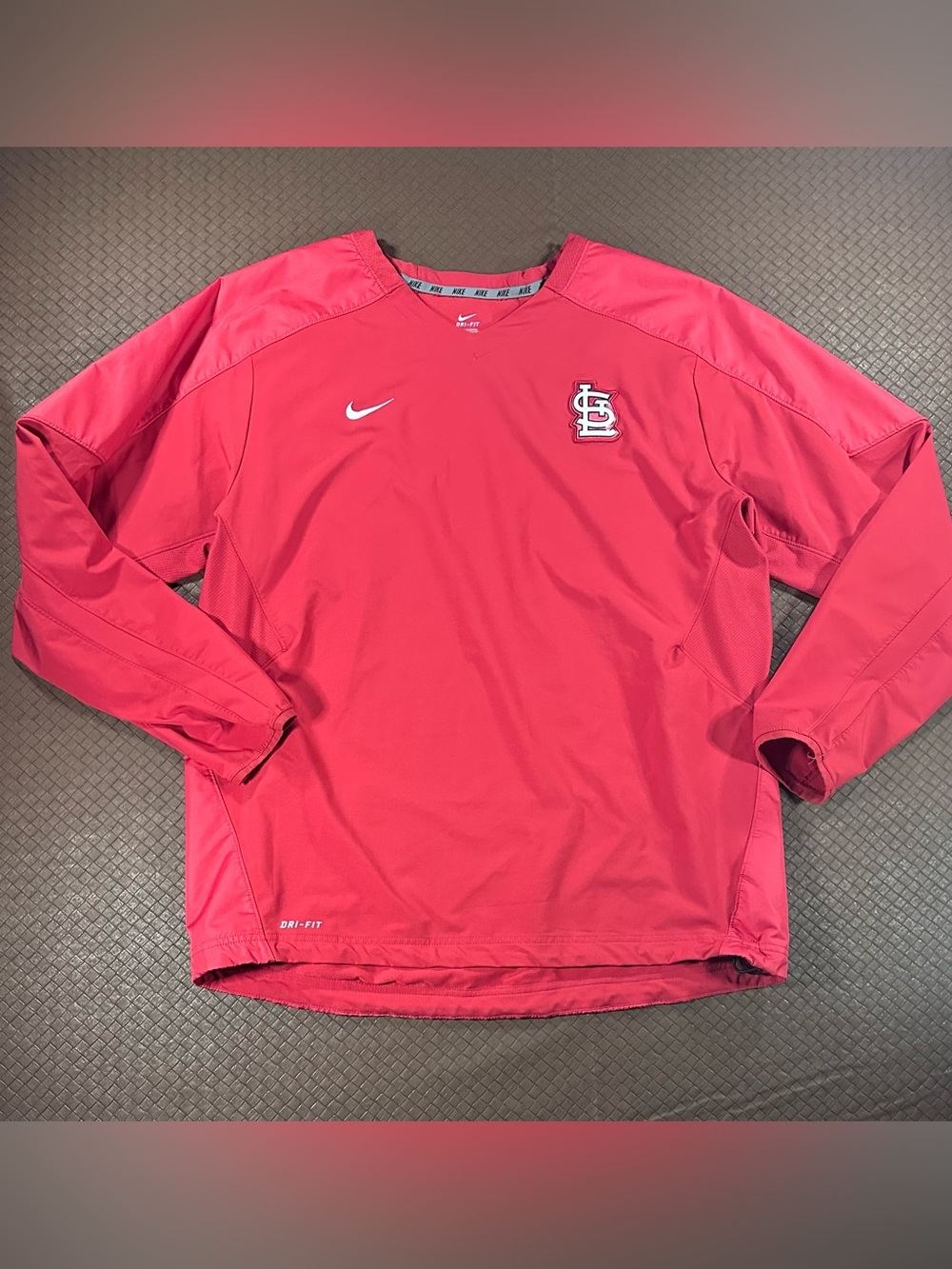 Nike Dri-fit St Louis Cardinals Red Team Pullover Dugout Windbreaker Size Large